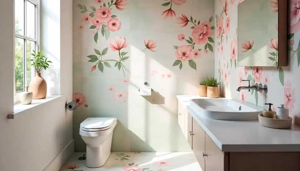 floral design bathroom tiles