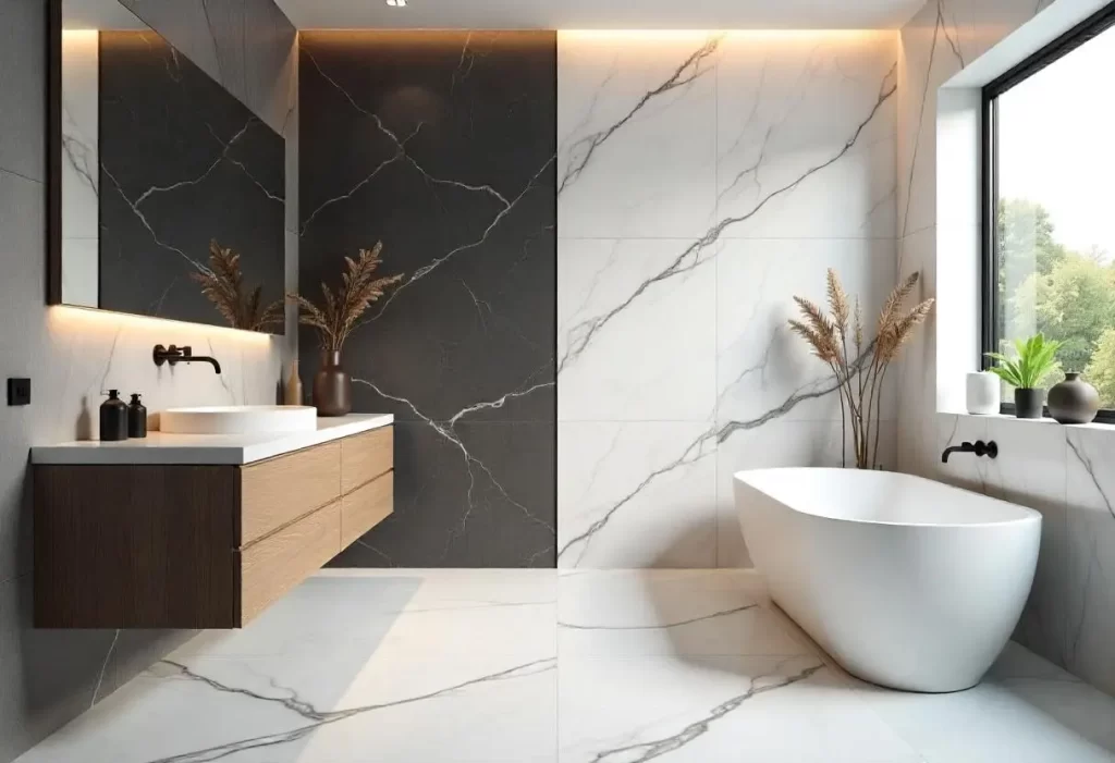 marble look bathroom tile