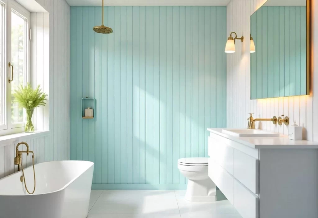 striped bathroom tile design idea