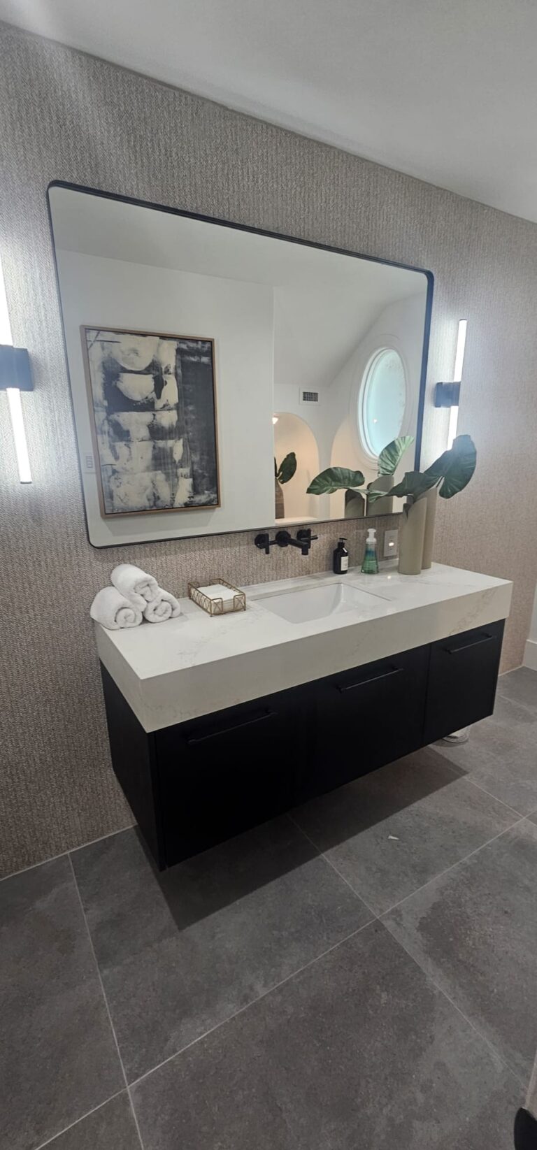 bathroom glass install